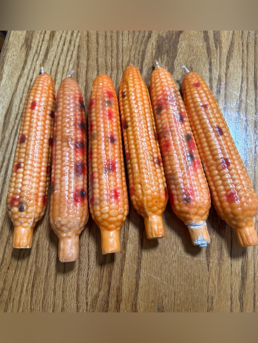 Harvest Orange Corn-Shaped Decorative Candles - Set of 6
